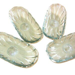 (4) VINTAGE Anchor Hocking Glass Banana Split Ice Cream Dessert Side Dish Dishes